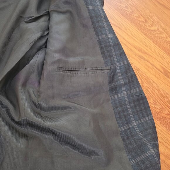 VTG Tweed Jacket XL Brown Beige Windowpane Check 100% Wool Blazer Sport Coat 50R - Picture 8 of 15